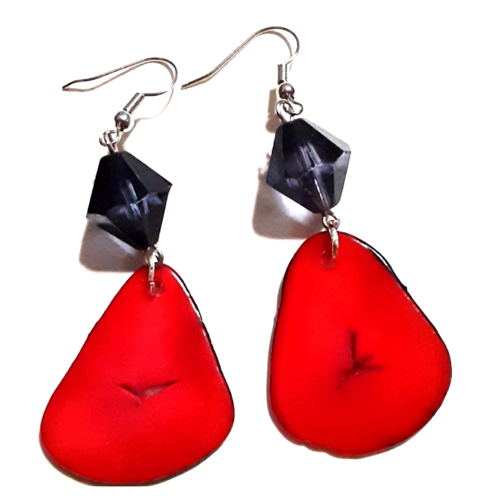 Dazzling Red N Blue Dressy Handmade Earrings